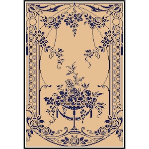 Sampler Cross Stitch Pdf / Counted Vintage Pattern Embroidery / Antique Monochrome Sampler Reproduction / Digital Instant Download