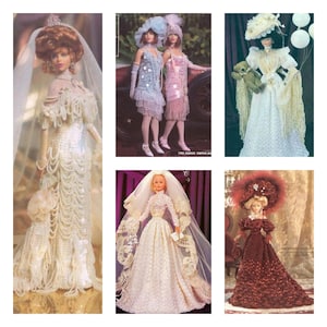 PDF 5 Set in 1 - Vintage Crochet Pattern - Crochet dress for Barbie dolls 11-1 / 2&quot;- Digital Instant Pattern / DIY