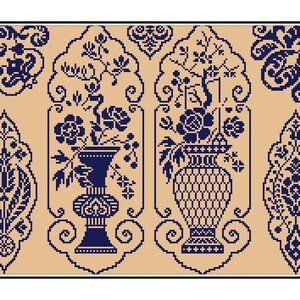 Sampler Cross Stitch Pdf / Counted Vintage Pattern Embroidery / Antique Monochrome Sampler Reproduction / Digital Instant Download