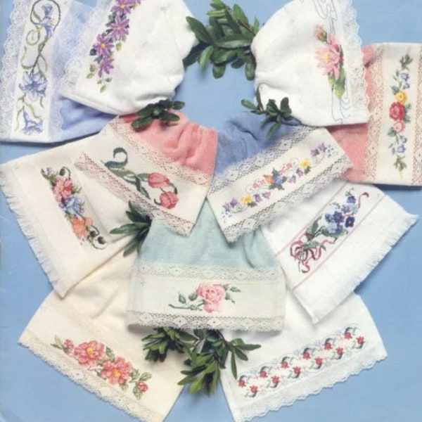 Flower Designs Towels / Pdf Vintage Cross Stitch Counted Pattern / Digital Instant Pattern / DIY