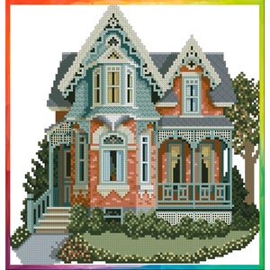 Victorian House Cross Stitch Pattern: Cabbagetown, Toronto (Digital Download)