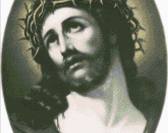 Jesus Christ Cross Stitch Pattern: Sepia Vintage Embroidery (Digital Download)