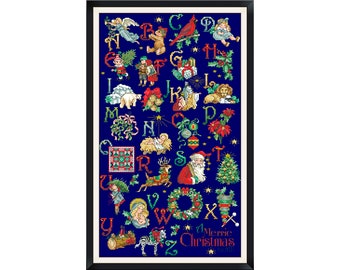 Vintage Cross Stitch Pdf / Vintage Alphabet - Christmas Alphabet / Counted Vintage Pattern Embroidery / Digital Instant Download