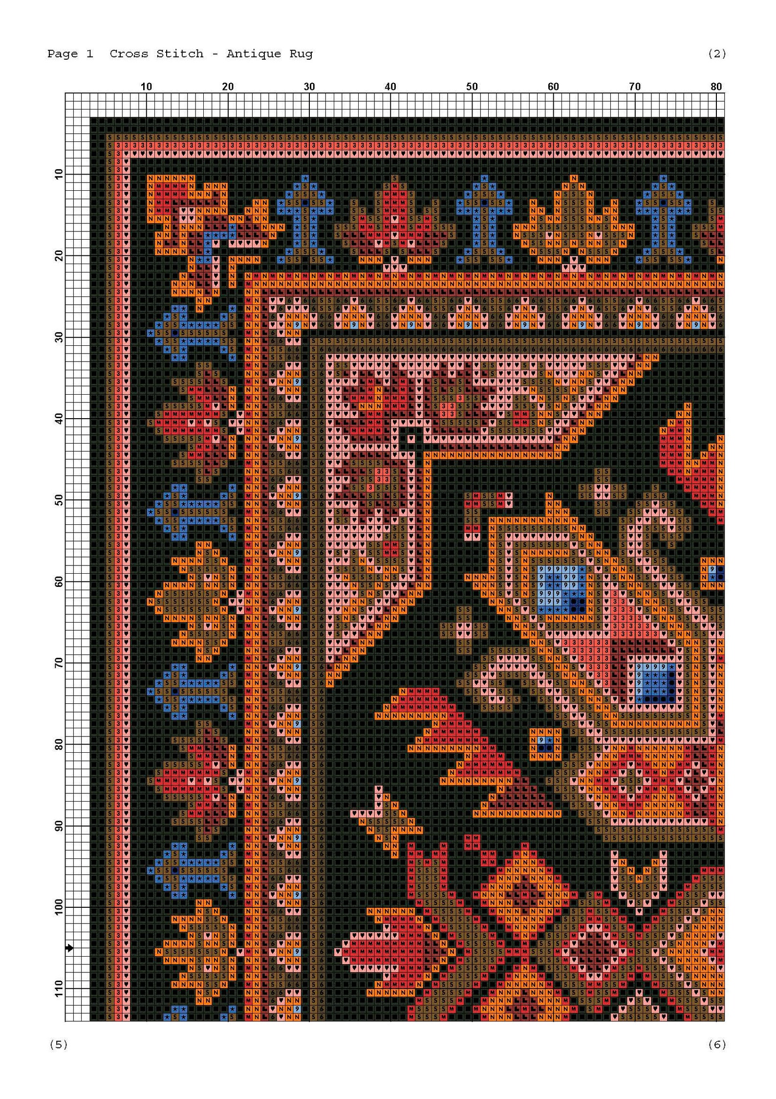 Vintage Rug Cross Stitch Pattern: Antique Sampler (PDF Download) - Etsy