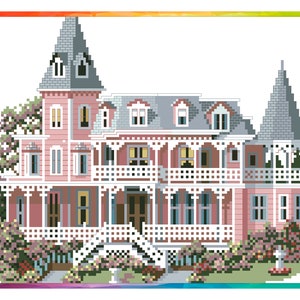 Vintage Cross Stitch Pattern Pdf - Victorian House - Angel of the Sea / Counted Vintage Pattern Embroidery/ Digital Download