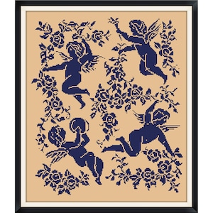 Sampler Cross Stitch Pdf / Counted Vintage Pattern Embroidery / Antique Monochrome Sampler Reproduction / Digital Instant Download