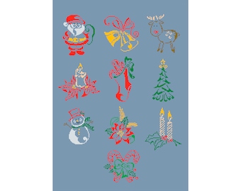 Vintage Christmas Ornaments Cross Stitch Pattern: Mini Motifs (Digital Download)