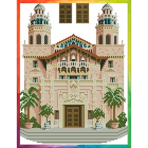 Vintage Cross Stitch Pattern Pdf - Victorian House - Hearst Castle / Counted Vintage Pattern Embroidery /Digital Download