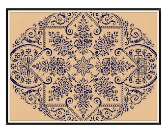 Antique Floral Sampler Cross Stitch Pattern: 19th Century Reproduction (Digital Download)
