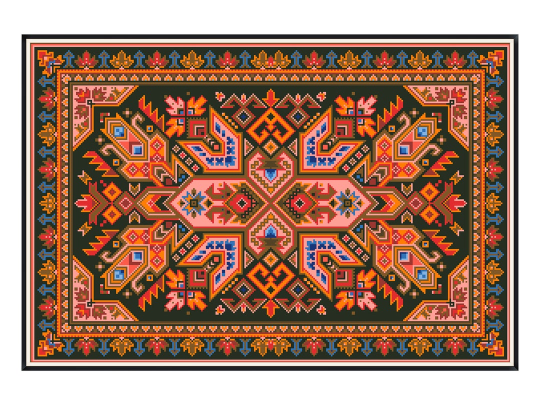 Vintage Rug Cross Stitch Pattern: Antique Sampler (PDF Download) - Etsy