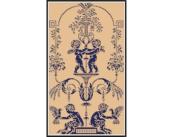 Antique Sampler Cross Stitch Pattern: 19th Century Reproduction (Digital Download)