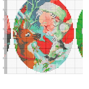 Vintage Cross Stitch Pdf / Christmas Santa's and Reindeer / Miniature Ornaments / Counted Pattern Embroidery / Digital Instant Download image 5