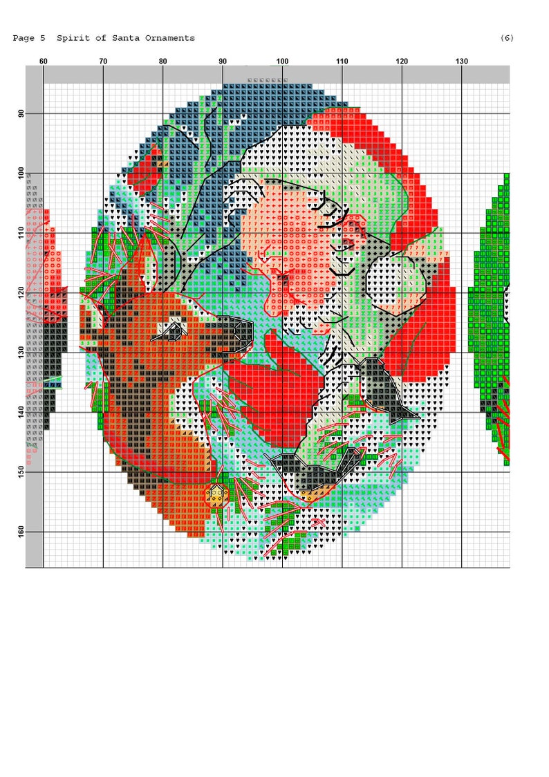 Vintage Cross Stitch Pdf / Christmas Santa's and Reindeer / Miniature Ornaments / Counted Pattern Embroidery / Digital Instant Download image 5