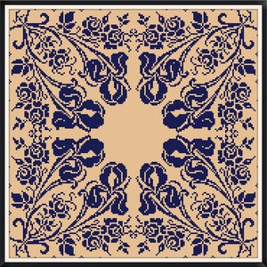 Sampler Cross Stitch Pattern Pdf / Counted Vintage Pattern Embroidery / Antique Monochrome Sampler - Reproduction / Digital Instant Download
