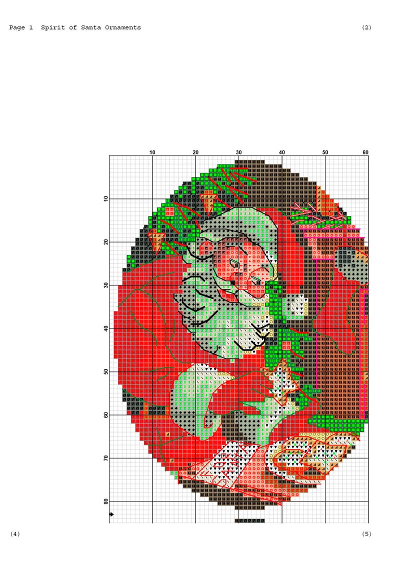 Vintage Cross Stitch Pdf / Christmas Santa's and Reindeer / Miniature Ornaments / Counted Pattern Embroidery / Digital Instant Download image 4