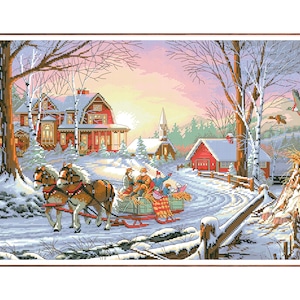 Vintage Cross Stitch Pdf / Christmas Holidays - Christmas Village / Cross Stitch Art / Counted Pattern Embroidery / Digital Instant Download
