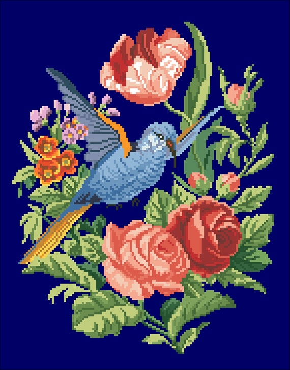 Buy Berlin Woolwork Antique Pattern Vintage Cross Stitch Pdf-Birds.