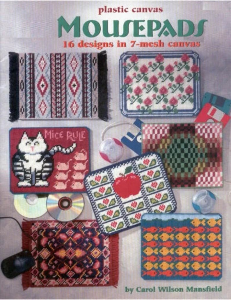 Mousepads / Pdf Vintage Plastic Canvas Pattern / Digital Instant