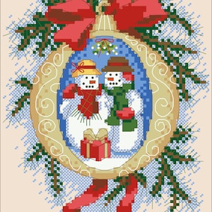 Vintage Cross Stitch Pdf / Christmas ornaments - Gifts in the snow / Miniature Ornaments / Counted Pattern Embroidery / Digital Download