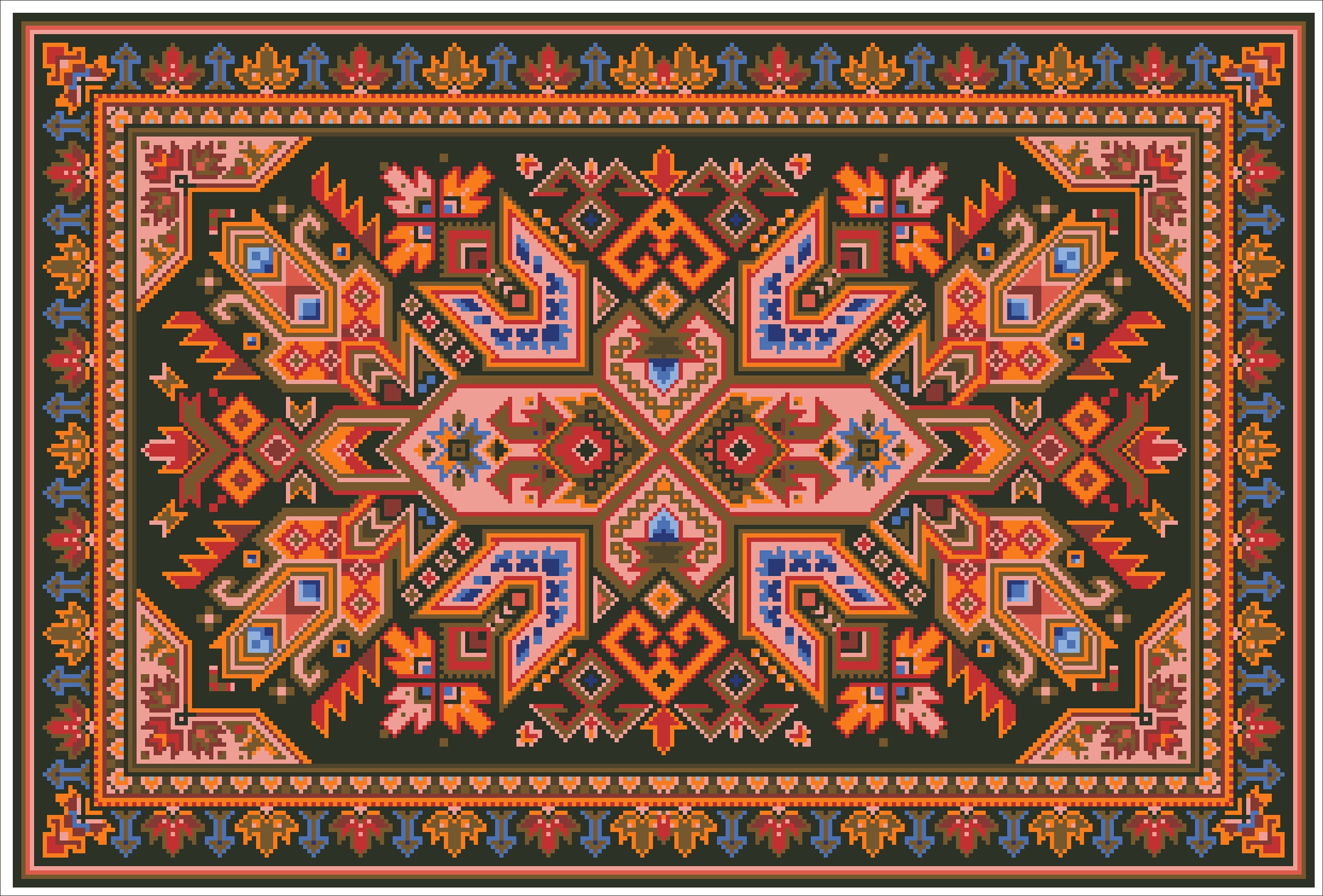Antique Rugs Patterns Vintage Rug Cross Stitch Pattern: Antique Sampler (PDF Download) - Etsy