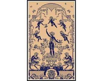 Vintage Monochrome Sampler Cross Stitch Pattern: Antique Reproduction (Digital Download)