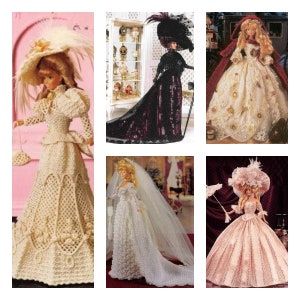 PDF 5 Set in 1 - Vintage Crochet Pattern - Crochet dress for Barbie dolls 11-1 / 2&quot;- Digital Instant Pattern / DIY
