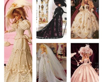 PDF 5 Set in 1 - Vintage Crochet Pattern - Crochet dress for Barbie dolls 11-1 / 2"- Digital Instant Pattern / DIY