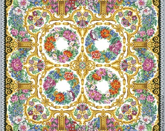 Vintage Cross Stitch Pdf - Berlin Rug - Square Floral Tapestry - 4 Wreaths / Counted Vintage Pattern Embroidery/ Cross Stitch Carpet/Digital