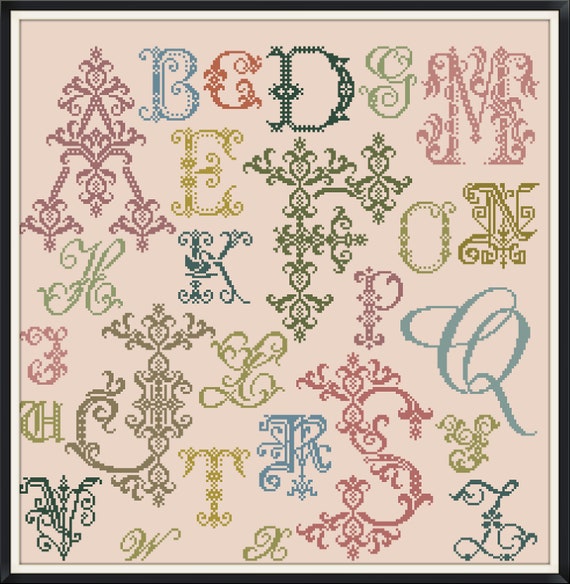 Vintage Alphabet Cross Stitch Pattern: ABC Sampler (digital