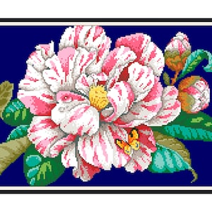 Vintage Cross Stitch Pattern Pdf - Camelia Pillow / Counted Vintage Pattern Embroidery / Digital Instant Download