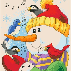 Vintage Cross Stitch Pdf / Christmas ornaments - Snowman Welcome / Miniature Ornaments / Counted Pattern Embroidery / Digital Download