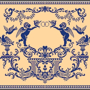 Sampler Cross Stitch Pdf / Counted Vintage Pattern Embroidery / Antique Monochrome Sampler Reproduction / Digital Instant Download