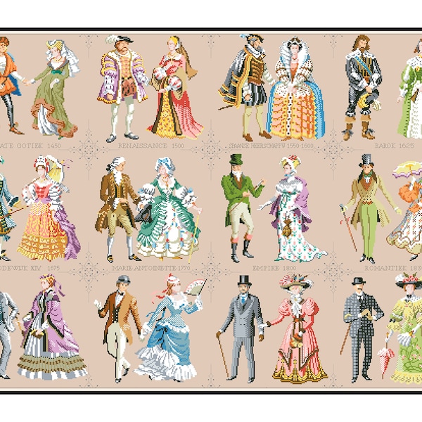 Sampler Cross Stitch Pdf / Counted Vintage Pattern Embroidery / Antique Victorian Fashion / Digital Instant Download