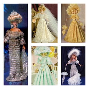PDF 5 Set in 1 - Vintage Crochet Pattern - Crochet dress for Barbie dolls 11-1 / 2&quot;- Digital Instant Pattern / DIY