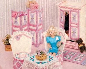 Fashion Dolls Bedroom / Pdf Vintage Plastic Canvas Pattern / Digital Instant Pattern / DIY