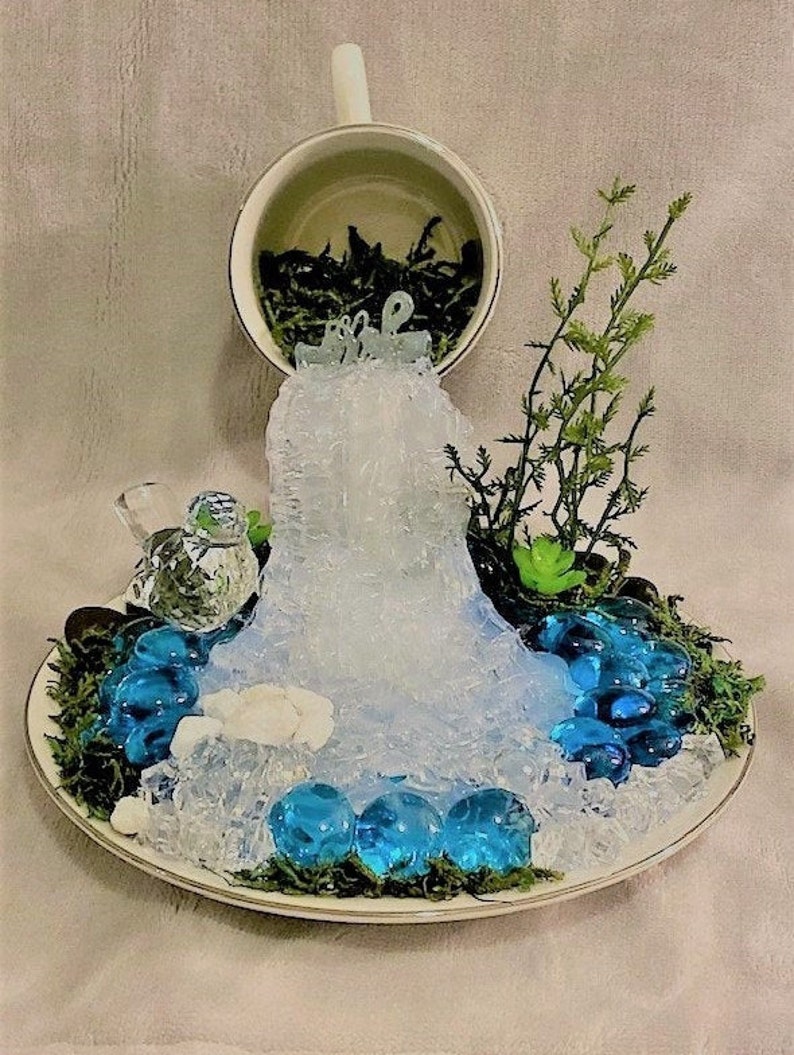 Floating Teacup With Waterfall Etsy