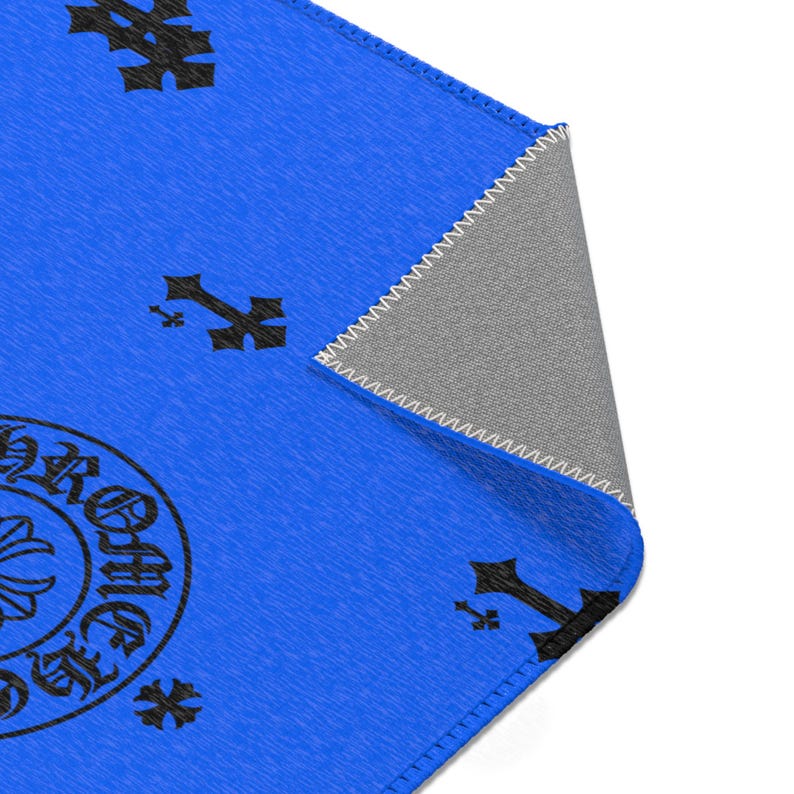 Gothic Style Blue Gothic Area Rug With Crosses - Stylish Home Décor ...