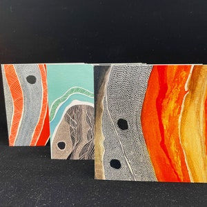 CARDS, screen printed set of 4 with envelopes