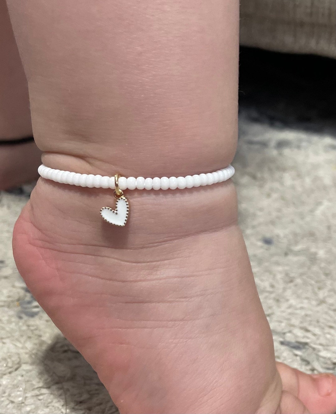 Kids Anklet, White, Bracelet, Birthday Gift, Baby Shower Gift, Baby