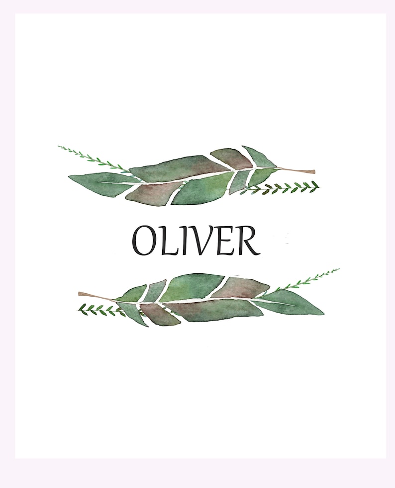 Botanical Custom Name Artwork Set of 3 Watercolor Print Etsy