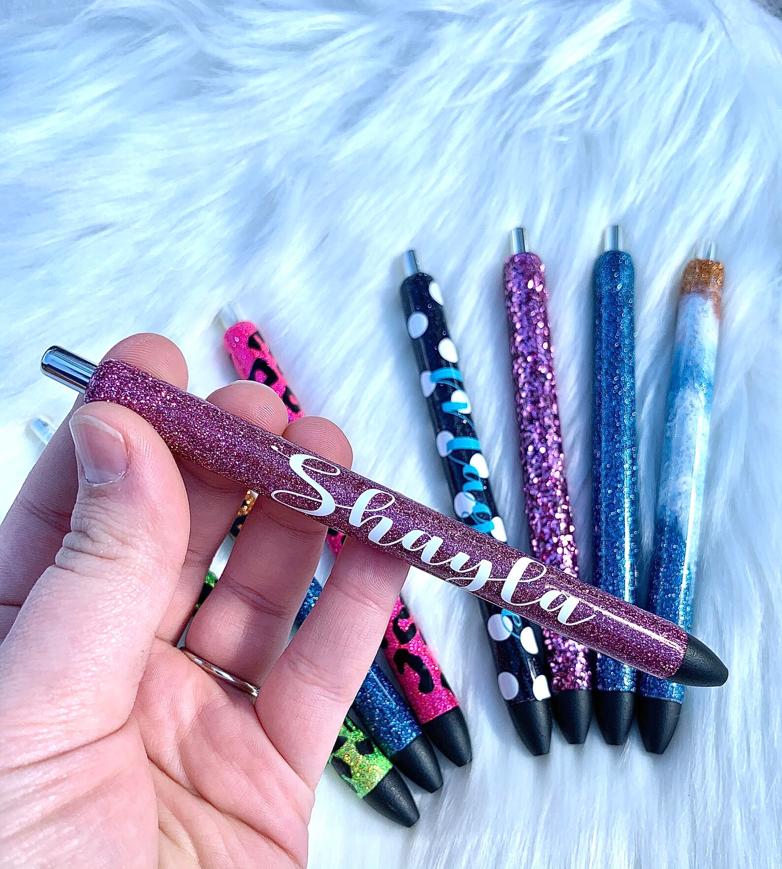 Personalized glitter pens Glitter ink pens Refillable Etsy