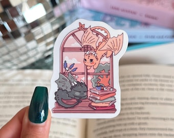 Sticker lecture dragon d'automne, Kindle d'Automne livresques