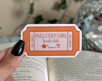 Fall Cozy Girl Book Club Sticker: Autumn Bookish Decal