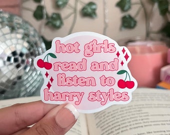 Hot Girls Read And Listen To Harry Styles Sticker, Bookish stickers, Kindle stickers, hot girls read