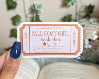 Adesivo del club del libro "Fall Cozy Girl": adesivo autunnale per i lettori