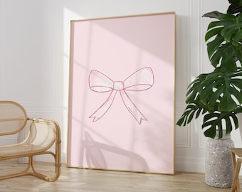Coquette Pink Bow Poster, Aesthetic Room Decor (Digital)
