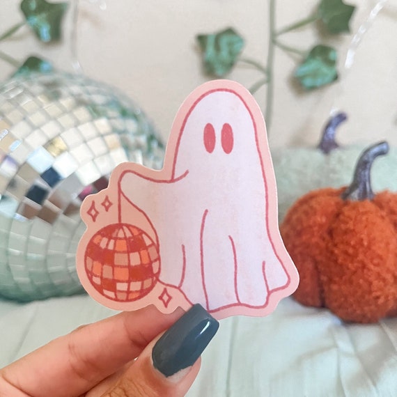 Mirrorball Ghost Fall Sticker, Autumn Aesthetic
