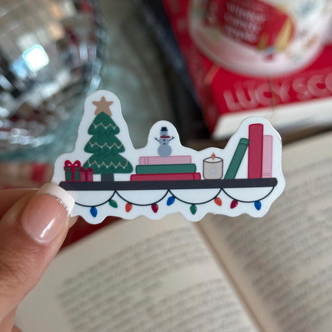 Christmas Library Shelf Sticker, Bookish Xmas Kindle Sticker - Etsy