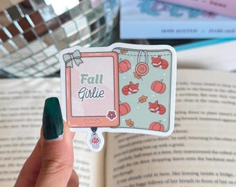 Fall Kindle Sticker, Bookish Autumn Foxes, Pumpkins