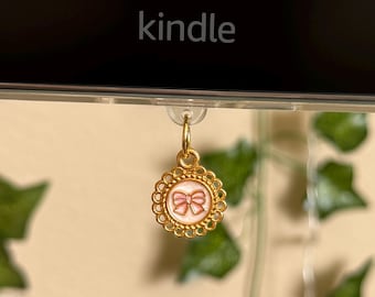 Pink Bow Kindle Charm: Coquette Bookish USB-C Dust Plug